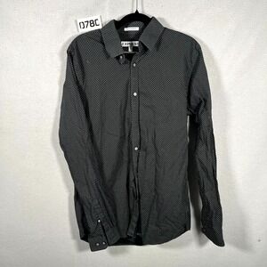 Express Dress Shirt Men 15 Black Polka Dot Extra Slim Fit Career Formal Business
